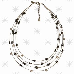 Swarovski Crystal  4 Strand Faux Pearl New Vintage Necklace